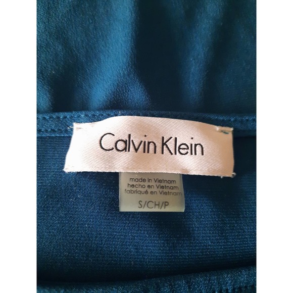 Calvin Klein Cold Shoulder Short Sleeve Turquoise Top Small - Picture 7 of 7